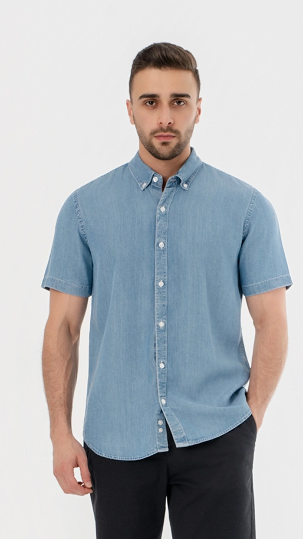Short Sleeve Tencel Jeans Shirt